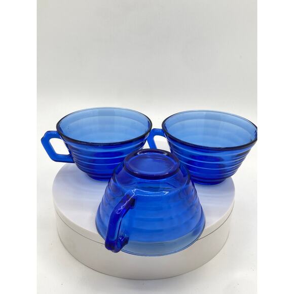 Vintage Cobalt Blue Glass Coffee Cups - Picture 3 of 4